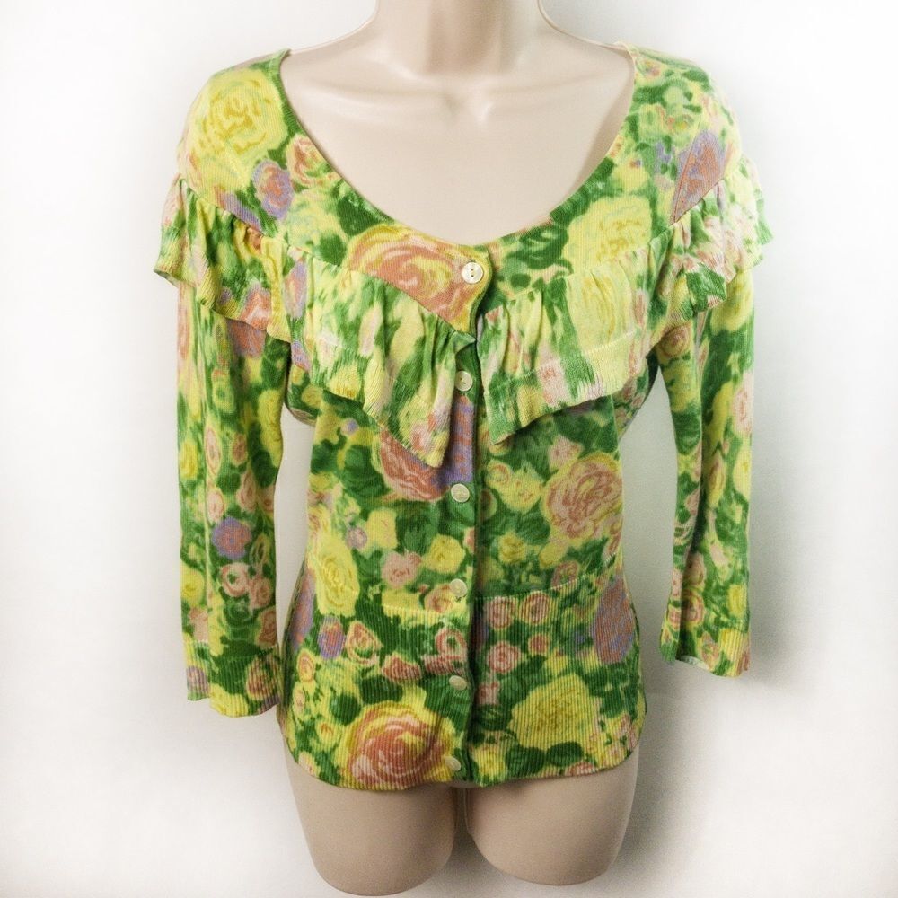 Anthropologie Ruffled Summer Sweater Sz S